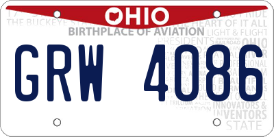 OH license plate GRW4086