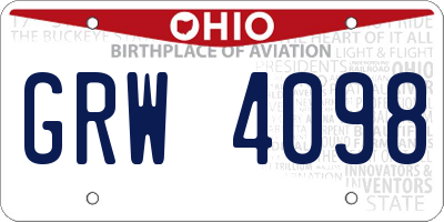 OH license plate GRW4098