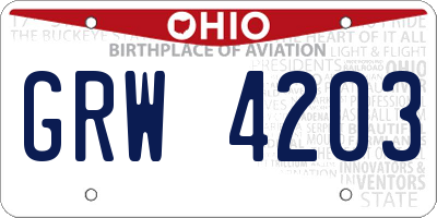 OH license plate GRW4203