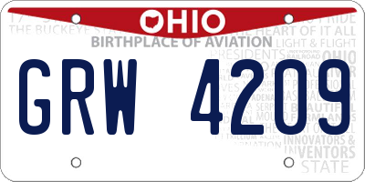 OH license plate GRW4209