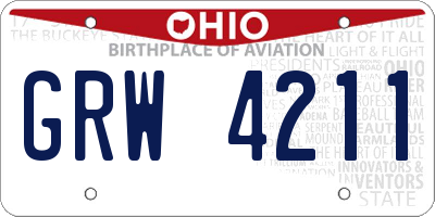 OH license plate GRW4211