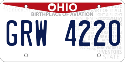 OH license plate GRW4220