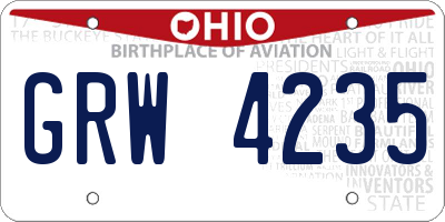 OH license plate GRW4235