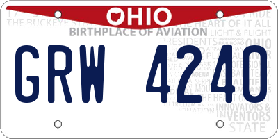 OH license plate GRW4240