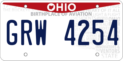 OH license plate GRW4254