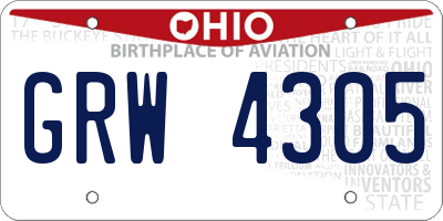 OH license plate GRW4305