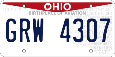 OH license plate GRW4307