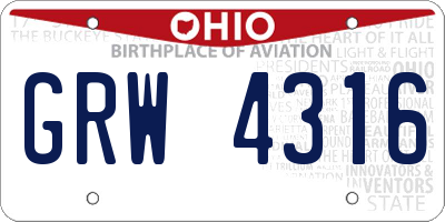 OH license plate GRW4316