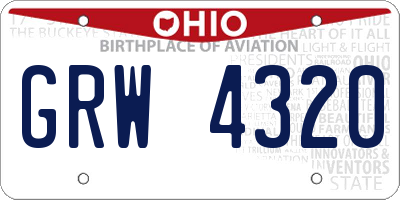 OH license plate GRW4320