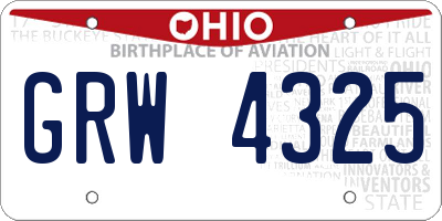 OH license plate GRW4325