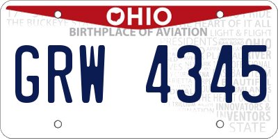 OH license plate GRW4345