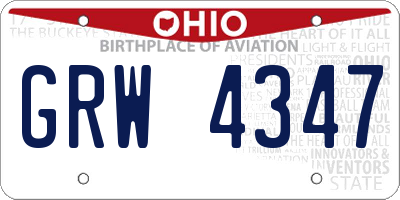 OH license plate GRW4347