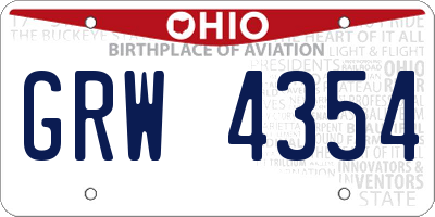 OH license plate GRW4354