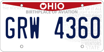 OH license plate GRW4360