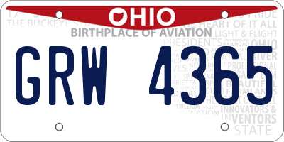 OH license plate GRW4365