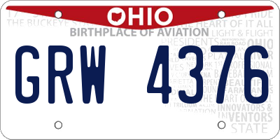 OH license plate GRW4376