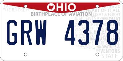 OH license plate GRW4378