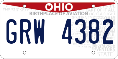 OH license plate GRW4382