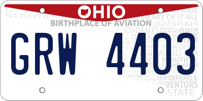 OH license plate GRW4403