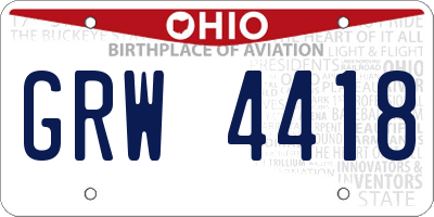 OH license plate GRW4418
