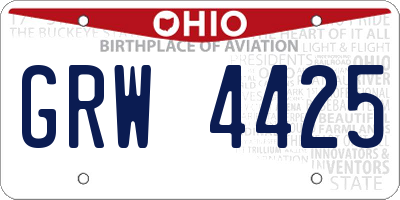 OH license plate GRW4425