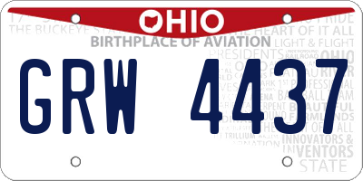OH license plate GRW4437