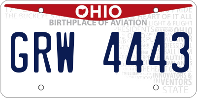 OH license plate GRW4443