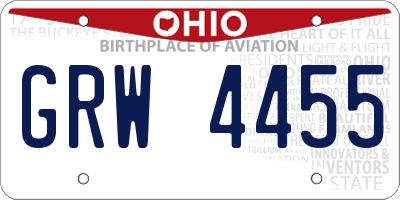 OH license plate GRW4455