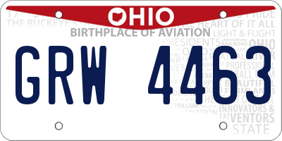 OH license plate GRW4463