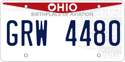 OH license plate GRW4480