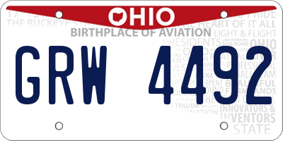 OH license plate GRW4492