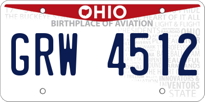 OH license plate GRW4512