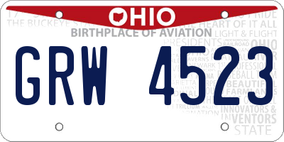 OH license plate GRW4523