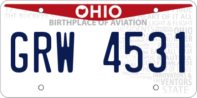 OH license plate GRW4531