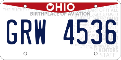 OH license plate GRW4536