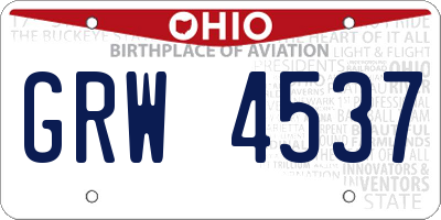 OH license plate GRW4537