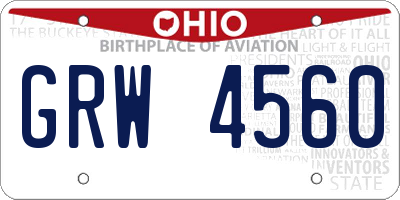OH license plate GRW4560