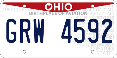 OH license plate GRW4592