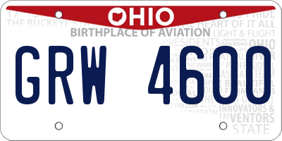 OH license plate GRW4600