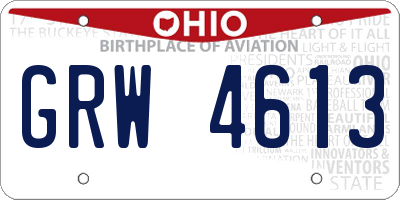 OH license plate GRW4613