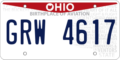 OH license plate GRW4617