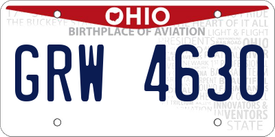 OH license plate GRW4630