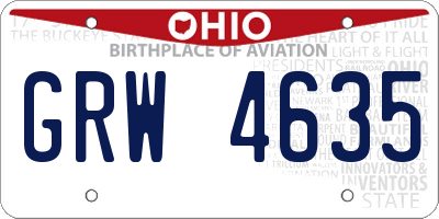 OH license plate GRW4635