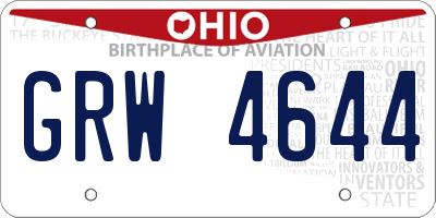OH license plate GRW4644