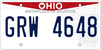 OH license plate GRW4648