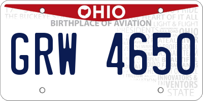 OH license plate GRW4650