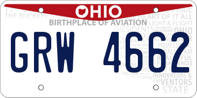 OH license plate GRW4662