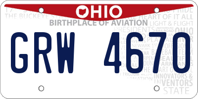 OH license plate GRW4670