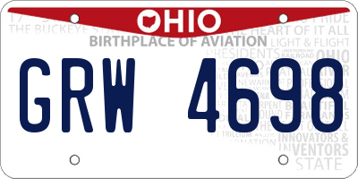 OH license plate GRW4698