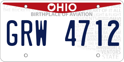 OH license plate GRW4712